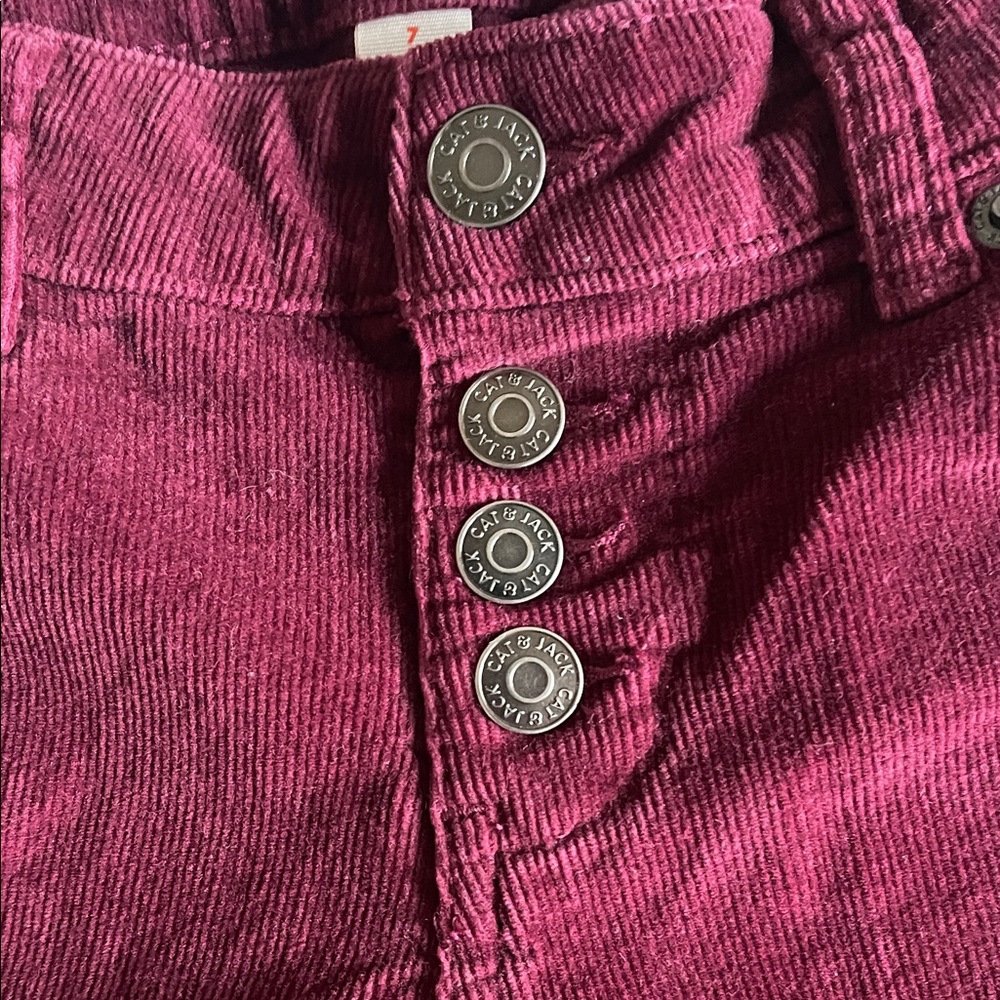 Cat & Jack girls slim burgundy cords SZ 7 - Picture 3 of 5